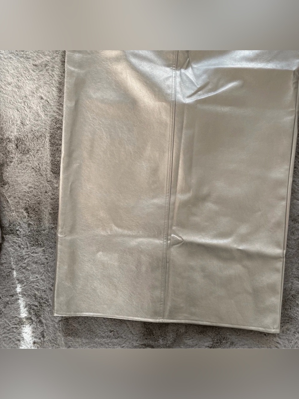 WAYF Metallic Silver Faux Leather Midi Skirt M NWT Coated Quiet Luxury Moto - Picture 15 of 15